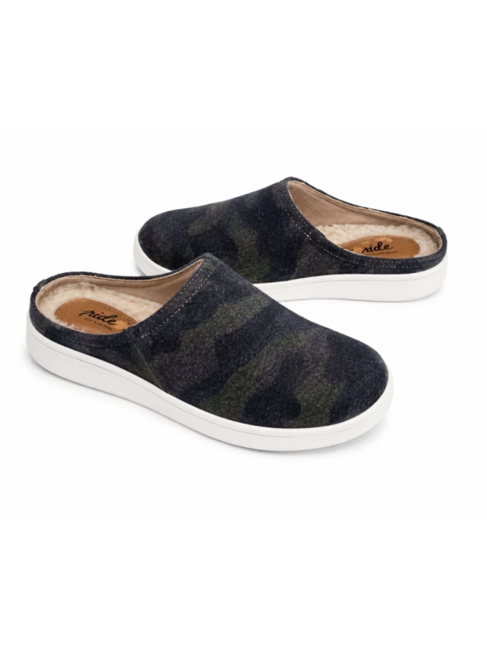 LifeStride Nomad Camo Mule Shoes Womens 5.5M Faux Fur Lined Soft System NWOB